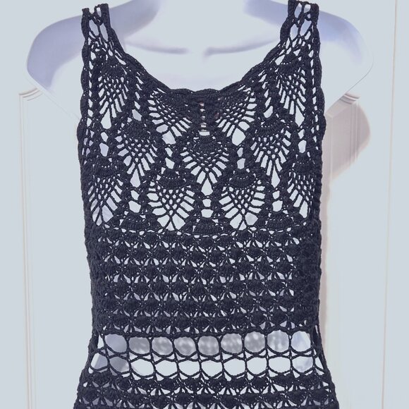 Cleobella Crocheted Dress-Black-Size Small-Stretch-Luxury-Resort Wear Cover-Sun - Picture 13 of 16